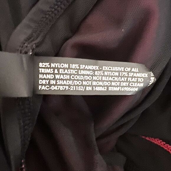 Torrid | Disney Mickey Mouse Red Black Ruched Shorts Style One Piece Swimsuit - Picture 13 of 14